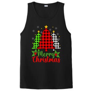 Merry Christmas Tree Buffalo Plaid Red White Green Cute Xmas PosiCharge Competitor Tank