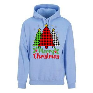 Merry Christmas Tree Buffalo Plaid Red White Green Cute Xmas Unisex Surf Hoodie