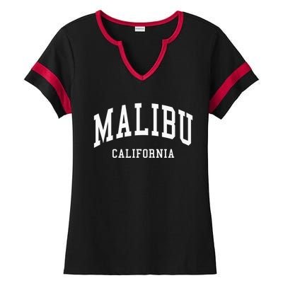 Malibu California Throwback Design Classic Ladies Halftime Notch Neck Tee