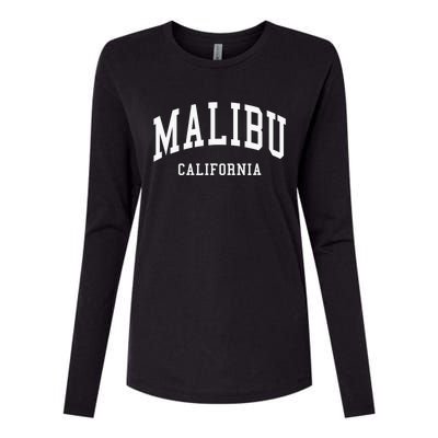 Malibu California Throwback Design Classic Womens Cotton Relaxed Long Sleeve T-Shirt