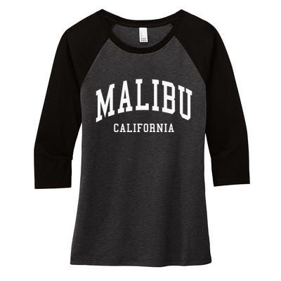 Malibu California Throwback Design Classic Women's Tri-Blend 3/4-Sleeve Raglan Shirt