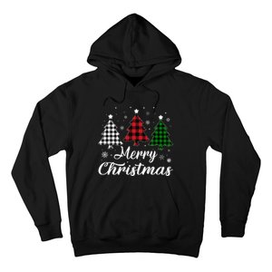 Merry Christmas Tree Xmas Buffalo Plaid Red White Green  Hoodie