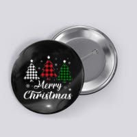 Merry Christmas Tree Xmas Buffalo Plaid Red White Green  Button