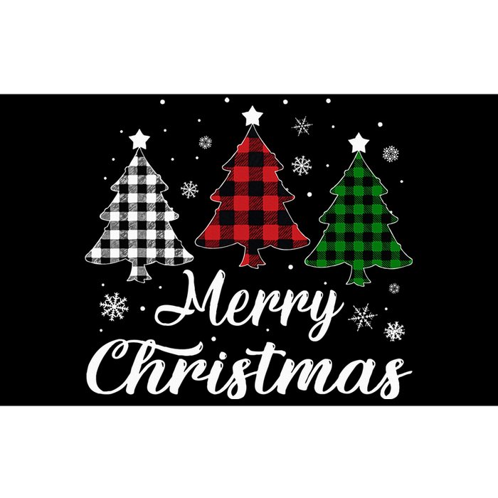 Merry Christmas Tree Xmas Buffalo Plaid Red White Green  Bumper Sticker