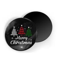 Merry Christmas Tree Xmas Buffalo Plaid Red White Green  Magnet