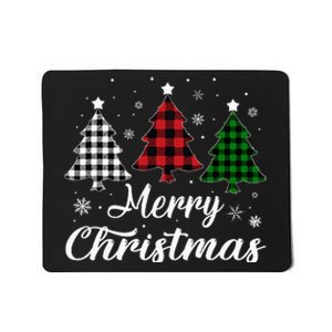 Merry Christmas Tree Xmas Buffalo Plaid Red White Green  Mousepad