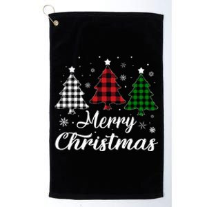 Merry Christmas Tree Xmas Buffalo Plaid Red White Green  Platinum Collection Golf Towel