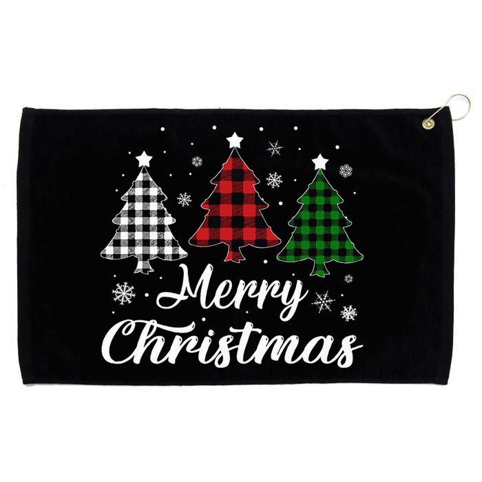 Merry Christmas Tree Xmas Buffalo Plaid Red White Green  Grommeted Golf Towel