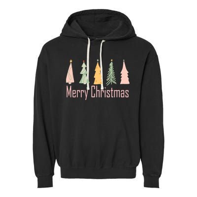 Merry Christmas Trees Cute Holiday Garment-Dyed Fleece Hoodie