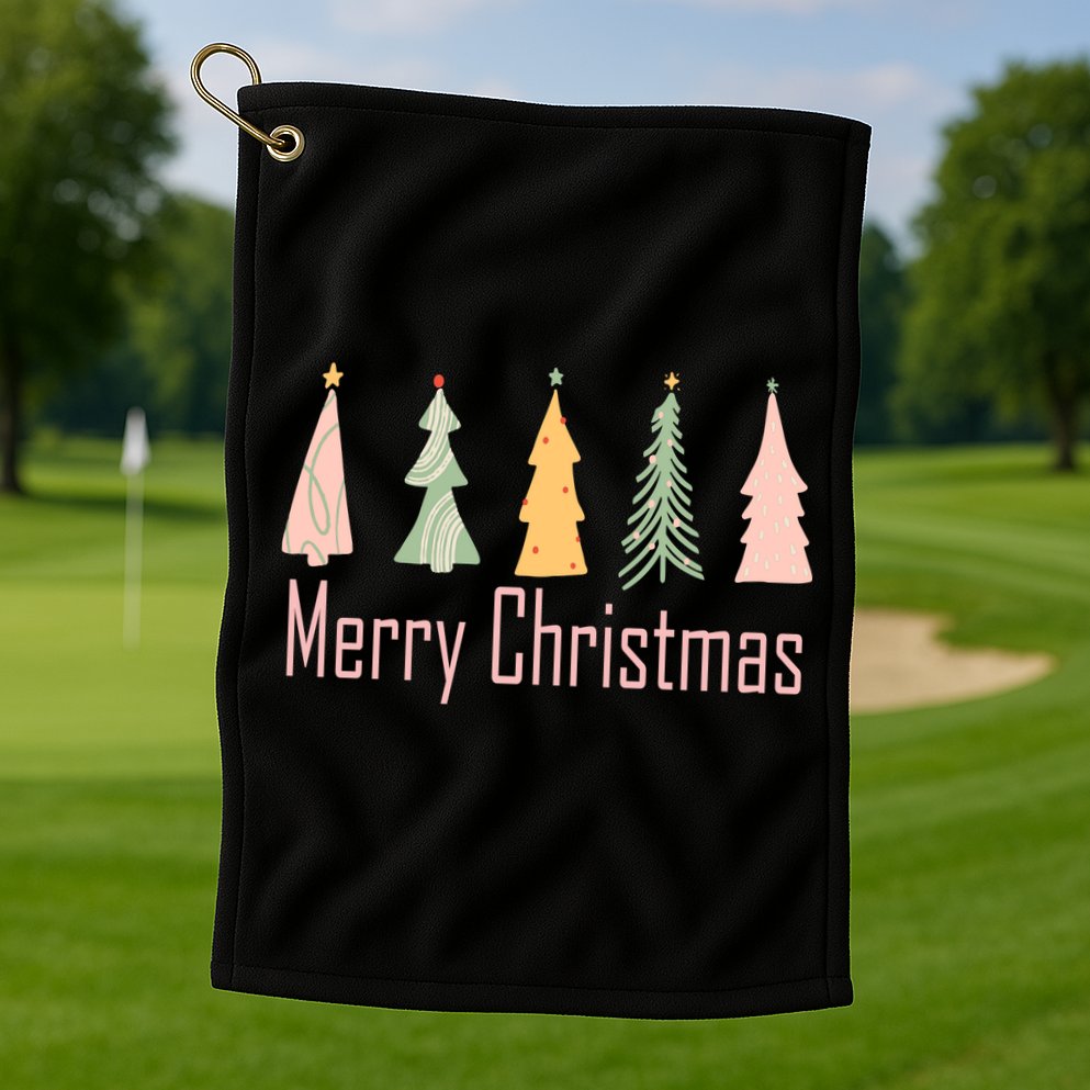 Merry Christmas Trees Cute Holiday Golf Towel