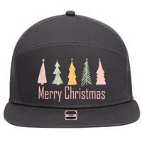 Merry Christmas Trees Cute Holiday 7 Panel Mesh Trucker Snapback Hat