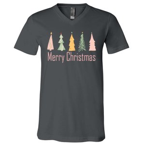 Merry Christmas Trees Cute Holiday V-Neck T-Shirt