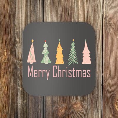 Merry Christmas Trees Cute Holiday Coaster