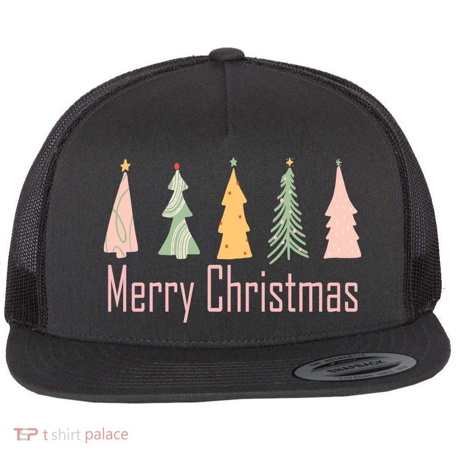 Merry Christmas Trees Cute Holiday Flatbill Hat