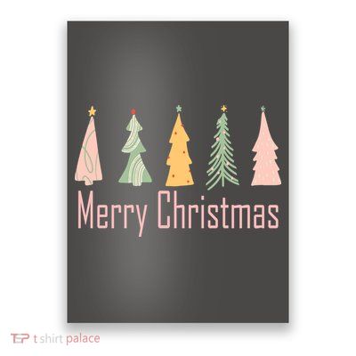 Merry Christmas Trees Cute Holiday Poster