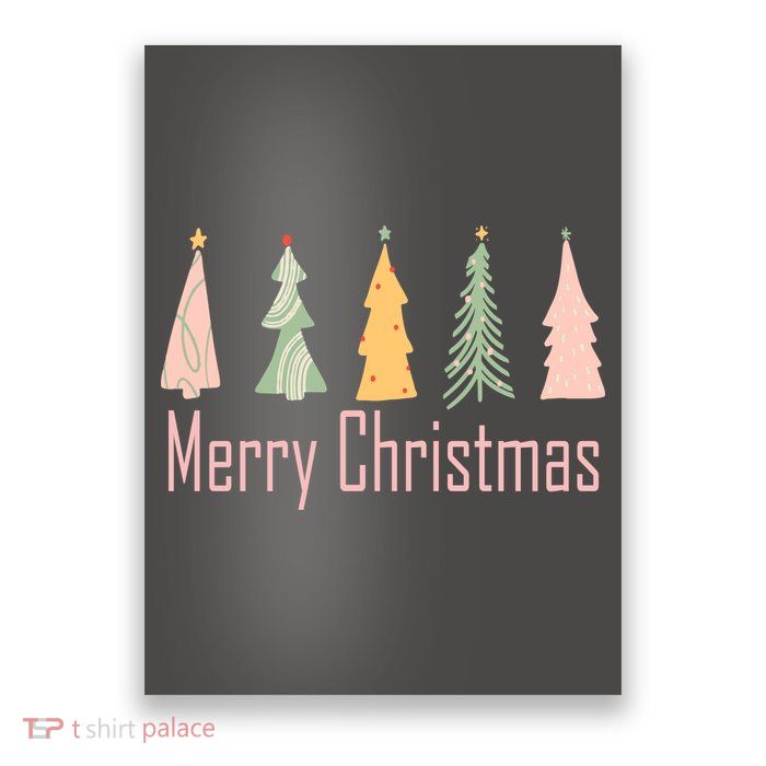 Merry Christmas Trees Cute Holiday Poster