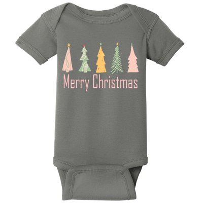 Merry Christmas Trees Cute Holiday Baby Bodysuit