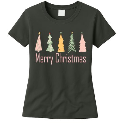 Merry Christmas Trees Cute Holiday Womens T-Shirt
