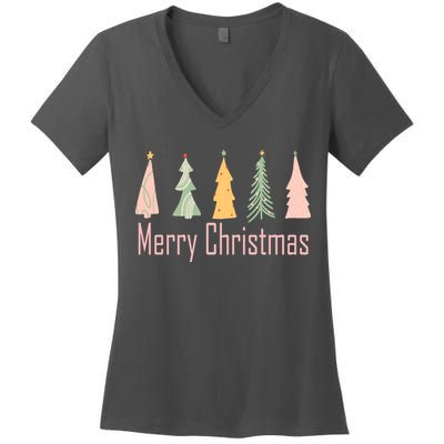 Merry Christmas Trees Cute Holiday Women's V-Neck T-Shirt