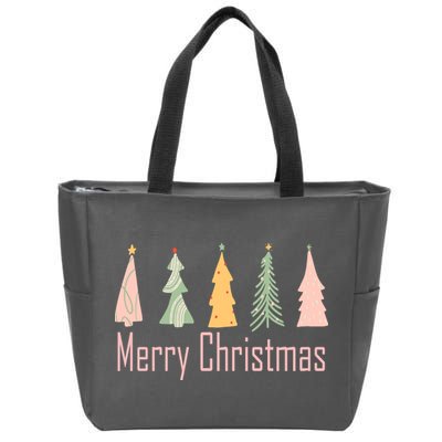Merry Christmas Trees Cute Holiday Zip Tote Bag