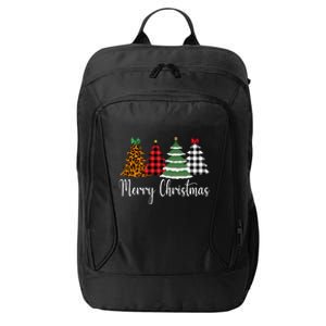 Merry Christmas Trees Buffalo Plaid Leopard Cheetah Print Gift City Backpack