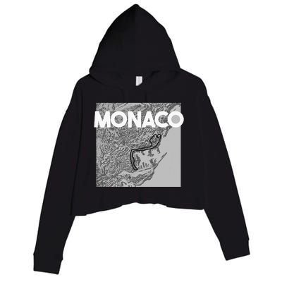 Monaco Circuit Track Layout Crop Fleece Hoodie