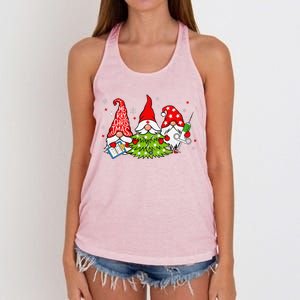 Merry Christmas Tree Red Buffalo Plaid Xmas Matching Couples Women's Knotted Racerback Tank