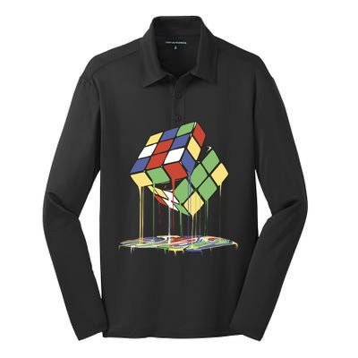 Magic Cube Toy Melting Silk Touch Performance Long Sleeve Polo