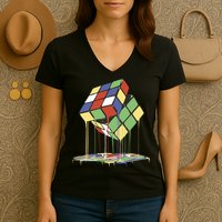Magic Cube Toy Melting Women's V-Neck T-Shirt