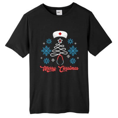 Merry Christmas Tree Stethoscope Nurse Funny Cute Nursing Gift Tall Fusion ChromaSoft Performance T-Shirt