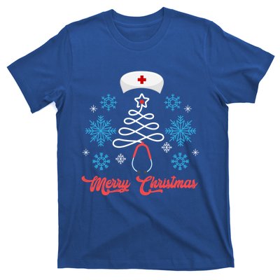 Merry Christmas Tree Stethoscope Nurse Funny Cute Nursing Gift T-Shirt