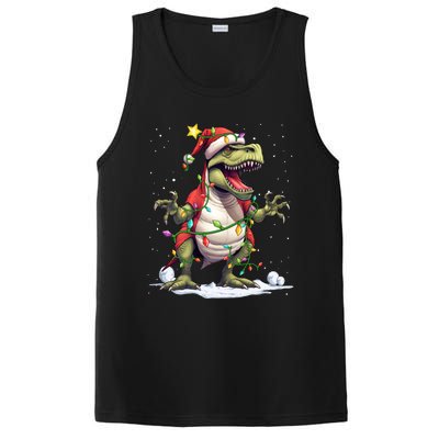 Merry Christmas Trex Snow Xmas Funny Tree Rex Xmas Lights Gift PosiCharge Competitor Tank