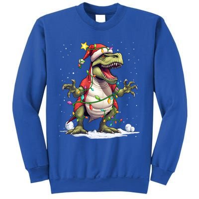 Merry Christmas Trex Snow Xmas Funny Tree Rex Xmas Lights Gift Sweatshirt