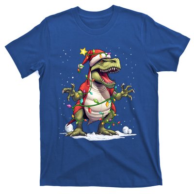 Merry Christmas Trex Snow Xmas Funny Tree Rex Xmas Lights Gift T-Shirt