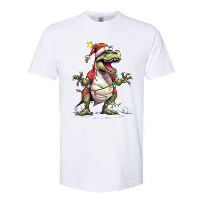 Merry Christmas Trex Snow Xmas Funny Tree Rex Xmas Lights Gift Softstyle CVC T-Shirt