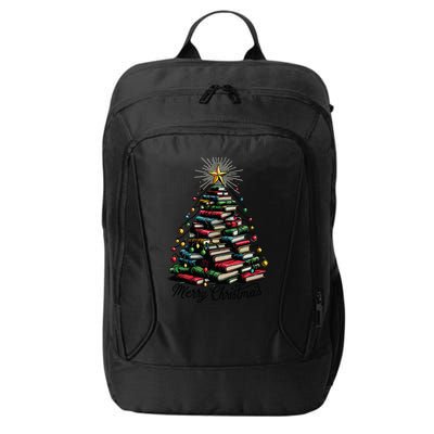 Merry Christmas Tree Love Reading Books Librarian City Backpack