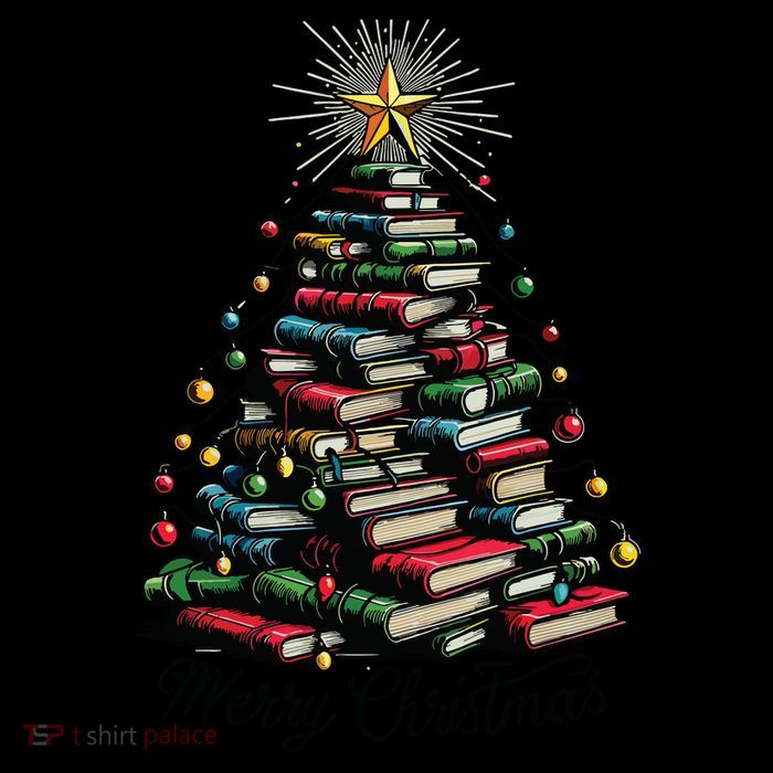 Merry Christmas Tree Love Reading Books Librarian Drawstring Bag