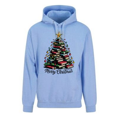 Merry Christmas Tree Love Reading Books Librarian Unisex Surf Hoodie