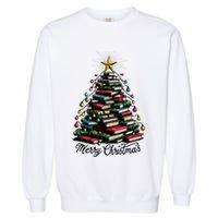 Merry Christmas Tree Love Reading Books Librarian Garment-Dyed Sweatshirt