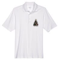 Merry Christmas Tree Love Reading Books Librarian Men's Origin Performance Pique Polo