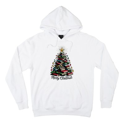 Merry Christmas Tree Love Reading Books Librarian Hoodie