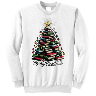 Merry Christmas Tree Love Reading Books Librarian Sweatshirt