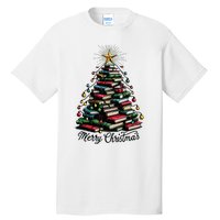 Merry Christmas Tree Love Reading Books Librarian Tall T-Shirt