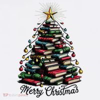 Merry Christmas Tree Love Reading Books Librarian Tall T-Shirt