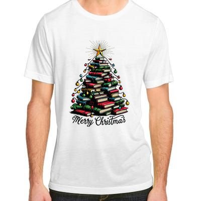 Merry Christmas Tree Love Reading Books Librarian Adult ChromaSoft Performance T-Shirt