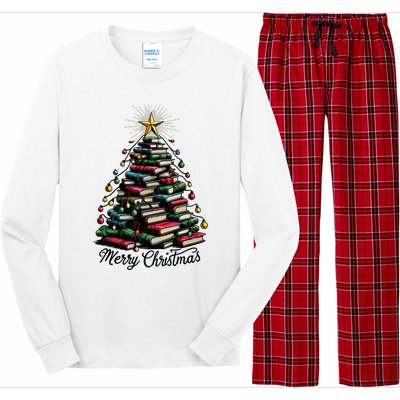 Merry Christmas Tree Love Reading Books Librarian Long Sleeve Pajama Set