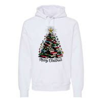 Merry Christmas Tree Love Reading Books Librarian Premium Hoodie