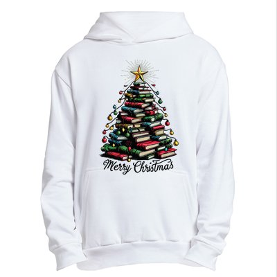 Merry Christmas Tree Love Reading Books Librarian Urban Pullover Hoodie