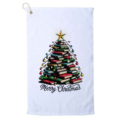 Merry Christmas Tree Love Reading Books Librarian Golf Towel