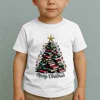 Merry Christmas Tree Love Reading Books Librarian Toddler T-Shirt